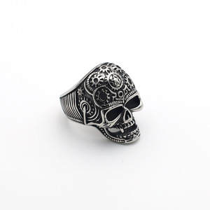Skull <b>Titanium</b> Steel <b>Ring</b> For Men Geometric Shape Steel Color Gift Jewelry Index Finger <b>Ring</b> - Product Image 5