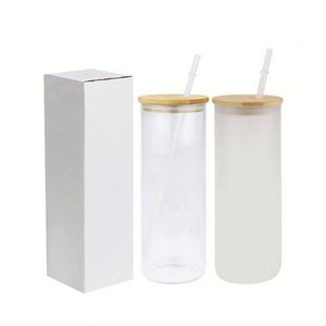 Vaso de vidrio esmerilado transparente para sublimación, para café helado, cerveza, botella recta, venta al por mayor, 20oz, 25oz, tazas de vidrio - Product Image 1