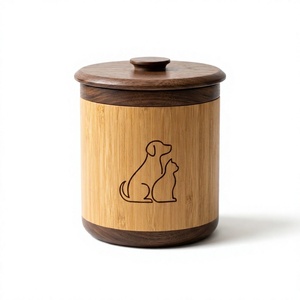 Walnut Bamboo <strong>Pet</strong> Urn Dual-Material Cylindrical Cremation Box With Engraved Dog Cat Keepsake <strong>Loss</strong> of Cat <strong>Gift</strong> - Product Image 1