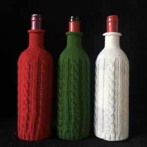 Cubierta de suéter para botella de vino, cubierta decorativa para abrigo, bolsas de regalo, bonito gorro de Navidad, ropa para botella de vino