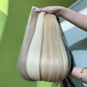 Extensiones de cabello humano con cinta adhesiva, máquina de cabello Natural Rubio, Remy, liso, marrón, Invisible, 20 unidades - Product Image 2