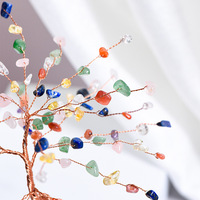Ornement HZ en cristal violet rose, base en pierre brute, artisanat en fluorite verte, décoration de bureau à domicile, arbre en cristal naturel en gros