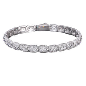 Exquisite Gift Jewelry 7mm 925 Sterling Silver Vvs Moissanite Hiphop Sparkling Tennis Bracelet for <b>Men</b> Women - Product Image 1