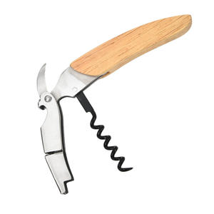 Sacacorchos de acero inoxidable con mango de madera, abridor de botellas para vino tinto y cerveza, 12,3 cm de longitud, 81 g de peso - Product Image 3