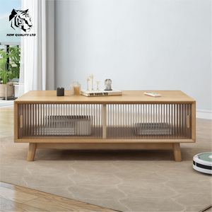Mesa de centro de madera y vidrio de diseño único para sala de estar, fabricada en China, bajo costo, OEM, ODM, gran stock, dropshipping. - Product Image 1