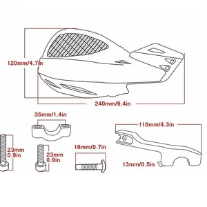 Protège-mains en maille pour moto, 240mm, en plastique léger, ergonomique, pour tout-terrain, accessoires de guidon de moto ATV - Product Image 1