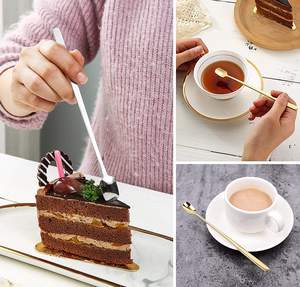 Hàn Quốc nhỏ món tráng miệng thép không gỉ vàng thiết lập dao kéo cho Đảng sử dụng tái sử dụng ice cream Tea Spoon - Product Image 3