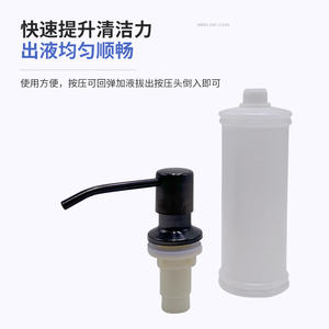 Distributeur de savon manuel moderne, tête de pompe noire, acier inoxydable 304, montage sur comptoir, bouteille PE personnalisable - Product Image 3