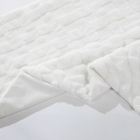 Plaid en fausse fourrure de lapin blanc, design moderne minimaliste brodé, motif à carreaux, confortable, pour toutes les saisons, décoration d'intérieur, cadeau