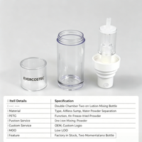 Bouteille mélangeuse double compartiment OEM en stock usine, deux-en-un, avec pompe pour séparation eau/poudre, pour poudre lyophilisée, faible MOQ
