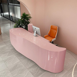 โต๊ะรับรองทรงโค้งสีขาวหรูหรา A8 - โต๊ะรูปตัว L ทนการกัดกร่อน สำหรับโรงแรมและโรงเรียน ปรับความสูงได้ ดีไซน์ทันสมัย - Product Image 5