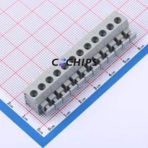 MX235-5.0-12P-GY01-Cu-A Spring Terminal Block Through hole Component (THT),P=5mm Connector 1x12P 5mm Gray Through Hole - Product Image 1