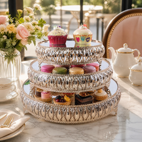 Présentoir à Desserts Miroir en Gros, Support à Gâteau de Mariage, Présentoir à Cupcakes 3 Pièces, Fournitures de Décoration de Gâteaux pour Mariage et Fête d'Anniversaire