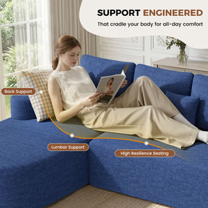 Sofá Cama Curvo Extensible Moderno de Terciopelo con Espuma de Alta Densidad, Sin Montaje, con Almohadas, para Dormitorio - Product Image 5