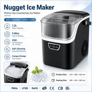 Machine à glaçons en forme de pépites de 1,2 L pour comptoir, avec fonction autonettoyante, production de 13-15 kg de glaçons quotidiens, pour la maison, le bar, le bureau - Product Image 2