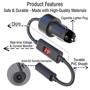 สายชาร์จรถยนต์ Starlink Mini แบบ DC Female พร้อมจอแสดงผล LED ดิจิตอล สายไฟ 12V/24V ตัวแปลงไฟบุหรี่แบบเพิ่มแรงดัน - Product Image 3