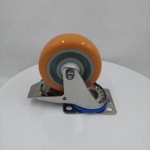 Langlebiger 3 4 5 Zoll Industrie-Wagenwagen Drehgabel-Foren-Edelstahlhalterung Edelstahl-Rolle starr Polypropylen TPR hartes <span class=keywords><strong>PU</strong></span>-Rad - Product Image 4