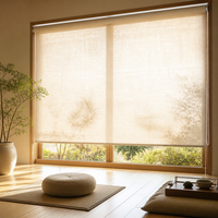 Stores à enroulement en tissu tissé japonais sur mesure avec contrôle manuel de la luminosité pour bureaux et salles de réunion