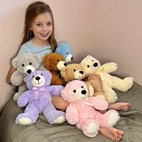 MorisMos Lot de 3 ours en peluche de 14 pouces, petits jouets en peluche mignons, animaux en peluche, petit ours, pièce maîtresse, cadeau de douche de bébé.