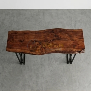 Aspen Live Edge Wood <b>Console</b> <b>Table</b> with Slim Geometric Iron Frame Legs Industrial Sofa <b>Table</b> Modern <b>Rustic</b> Home Furniture Decor - Product Image 4