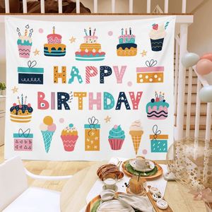 American Customized Children's Birthday Party Tapestry with Cute Patterns Decorative Backdrops Suitable for Indoors and Outdoors - Product Image 2