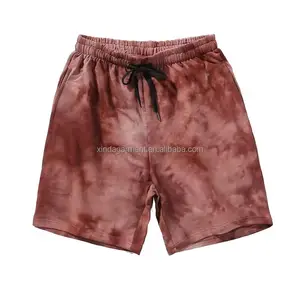 Custom tye die shorts men 100% cotton garment tiedye shorts logo print men's tie dye sweat shorts