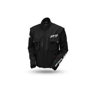 Giacca TAIGA ENDURO in vera pelle nera con maniche staccabili e chiusura con cerniera taglia XS a XL - Product Image 1