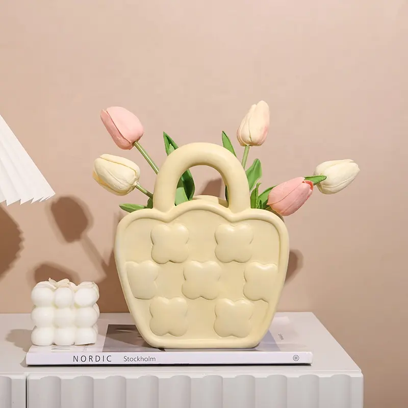 Macaron renkler Premium zarif kişiselleştirilmiş kafes çanta modelleme vazo düzenleme lüks ev dekoratif çiçek saksıları