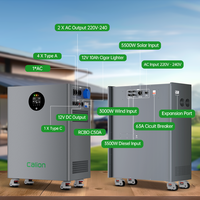 Sistema de Almacenamiento de Energía Solar Apilable Todo en Uno con Batería de Litio LiFePO4 de 16kWh/32kWh, Inversor de 12kW de Onda Sinusoidal Pura, Híbrido, Conexión a Red CAN