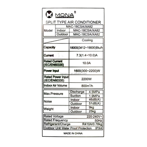 Aires Acondicionados Ghana Black 9000/12000/18000 BTU de Fábrica, Unidad de CA de Enfriamiento Dual, 220V 50Hz, 70% Ahorro de Energía, OEM, Montaje en Pared - Product Image 4