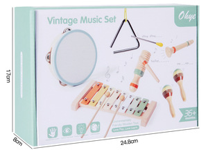 Ensemble d'instruments de musique en bois en gros, jouets en bois, xylophone, tambourin, maracas, triangle, ensemble de 6 pièces - Product Image 1