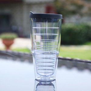 Gobelet de voyage de luxe 2026 à double paroi en plastique, vente en gros, logo personnalisé, tasse à café réutilisable avec couvercle, motif anneau, mug à jus - Product Image 4