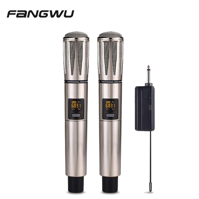 UHF Dual Handheld Dynamic Mic Karaoke System with Rechargeable Microphones and Receiver Rechargeable Wireless Microphones