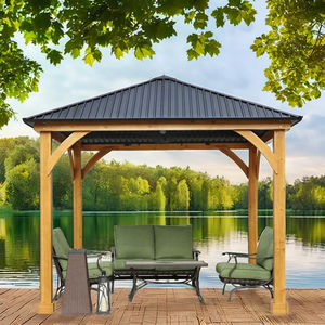 Imperméable <span class=keywords><strong>Petit</strong></span> <span class=keywords><strong>Jardin</strong></span> En Aluminium Pergola En <span class=keywords><strong>Bois</strong></span> Patio Gazebo Top Nature-inspiré Toit Pression Poudre Enduit - Product Image 1