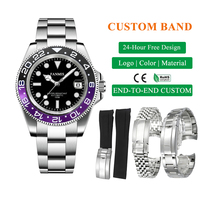 Montre-bracelet pour homme avec logo personnalisé, automatique, dotée d'un verre saphir et d'un bracelet en acier véritable