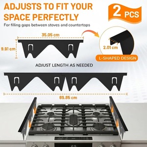 1 ensemble/2 pièces de couvre-interstice réglable pour cuisinière, résistant à la chaleur, facile à nettoyer, en acier inoxydable pour comptoir de cuisine - Product Image 2