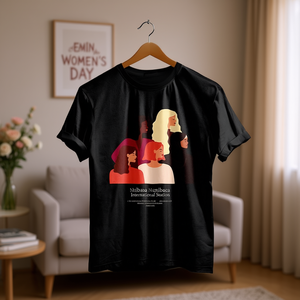 T-shirt grafica da donna con stampa Empowered Women, regalo per la Giornata Internazionale della Donna, casual, girocollo, manica corta, 100% cotone - Product Image 2