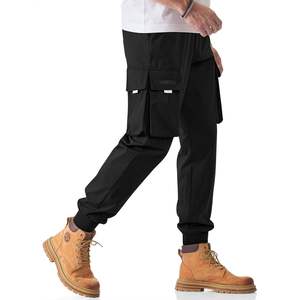 2025 pantalones Cargo para correr para hombre, Pantalones rectos con cintura elástica con cordón, multibolsillos, cremallera, decoración, pantalones de chándal cónicos 6XL - Product Image 3
