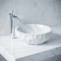 Vasque de salle de bain en marbre blanc de conception moderne, hautement écologique, finition brossée, lavabo de luxe fait main pour comptoir