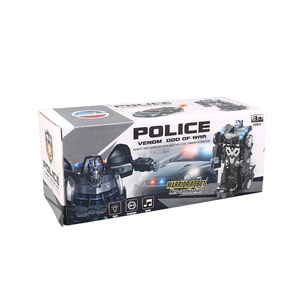 MJ TOYS Jouets électriques transformables en une seule touche 2 en 1 Robots Jouets Voiture de police télécommandée pour enfants avec lumière et musique - Product Image 6