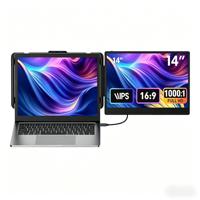 Moniteur portable USB-C 14 pouces pour ordinateur portable, extension d'écran double, 1080P FHD IPS, pour le travail, le jeu, le codage, le dessin, le bureau