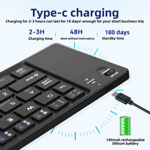 คีย์บอร์ดพกพาแบบพับได้ บางเฉียบ ชาร์จไฟได้ คีย์บอร์ดขนาดเล็กสำหรับ iPad iPhone แท็บเล็ต สมาร์ท<span class=keywords><strong>โฟน</strong></span> แล็ปท็อป - Product Image 4