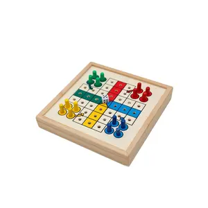 Bằng Gỗ Ludo Board Game Với 4 Màu Sắc Con Tốt