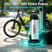 Batterie lithium pour vélo électrique 24V 13Ah avec BMS intégré, batterie de remplacement rechargeable pour vélo électrique, OEM pour moteur de vélo électrique 24V