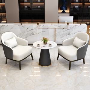 Sillón de Diseño Nórdico con Estructura Metálica, Muebles para el Hogar, Dormitorio de Hotel, Sillón de Cuero Moderno y Lujoso para Sala de Estar - Product Image 1