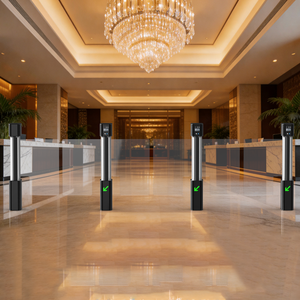 Barrière de sécurité pivotante à tourniquet coulissant avec système de lecture de codes QR 3D par laser pour entrée sécurisée et anti-collision pour hall d'hôtel - Product Image 1
