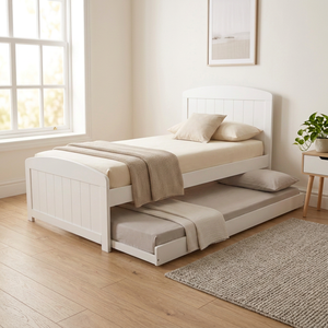Upscale European Dual-Layer Twin Sleeper Platform <b>Bed</b> with Hidden Pull-Out <b>Bed</b> Elegant <b>Space</b>-<b>Saving</b> Furniture - Product Image 5