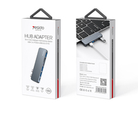 Extensor USB C de Aleación de Aluminio HB10 YESIDO, Hub Tipo-C para Computadora Portátil, Adaptador de Hub Transmisor USB