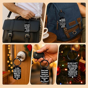 Porte-clés noir de style européen et américain, cadeau pour la Saint-Valentin, la fê<span class=keywords><strong>te</strong></span> des pères, l'anniversaire de la famille, porte-clés en acier inoxydable, vente en gros - Product Image 2