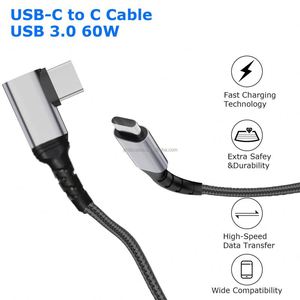 Cable de Datos con Conector Tipo-C Doble de Carga Rápida de 60w 100W, Trenzado de Nailon, para Apple y Huawei, USB, Cobre Puro y Aleación de Aluminio - Product Image 2
